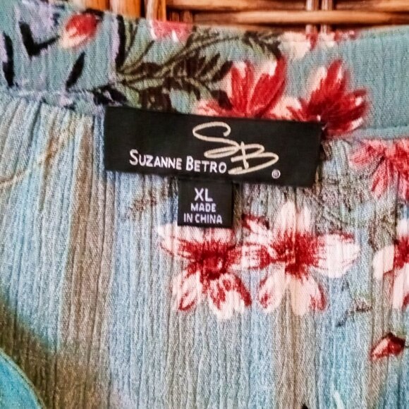 Gorgeous Suzanne Betro Women's XL Floral Boho Tassel Tie Tunic Top - Picture 11 of 13